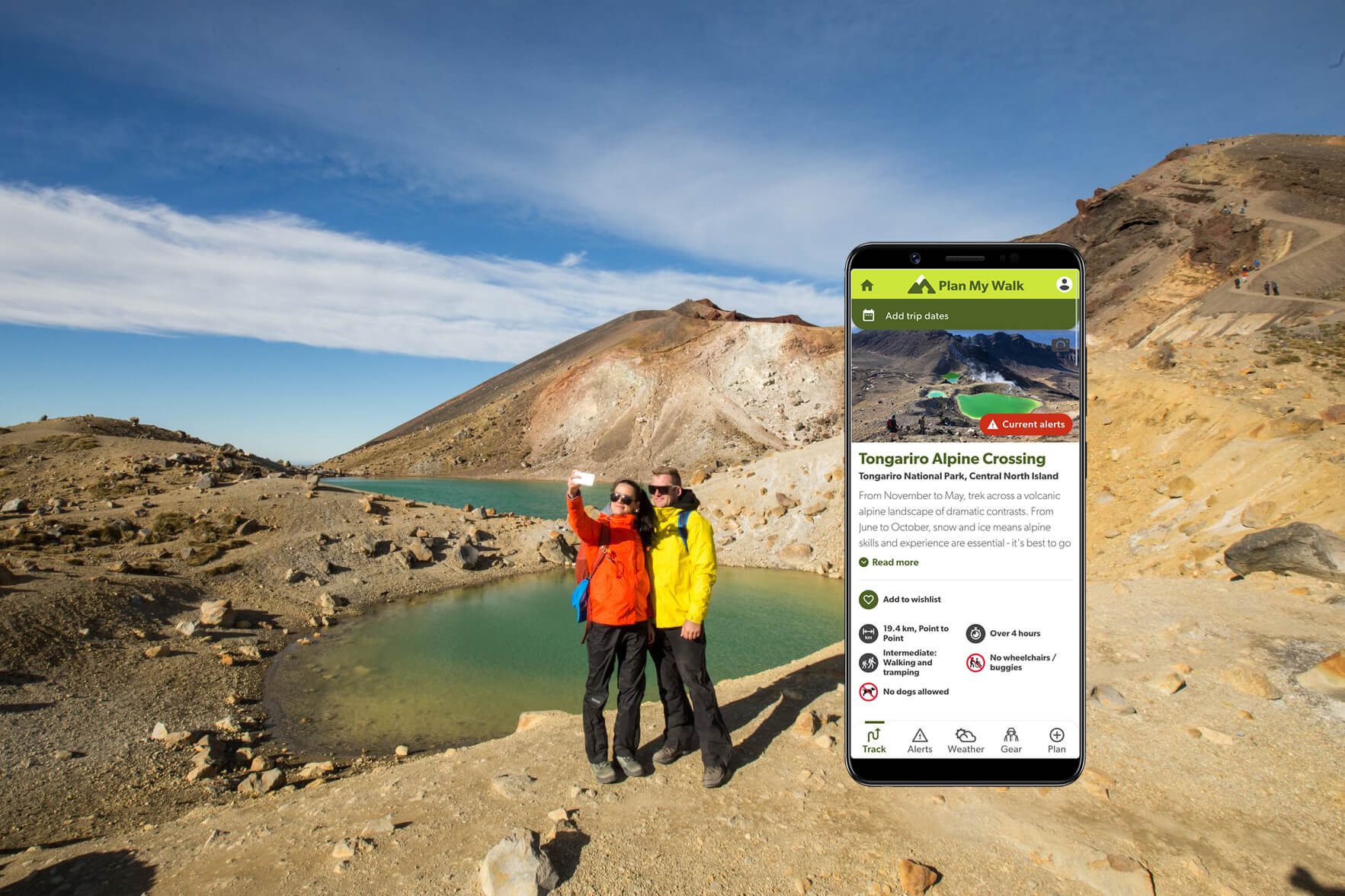 Plan My Walk app - Tongariro Alpine Crossing